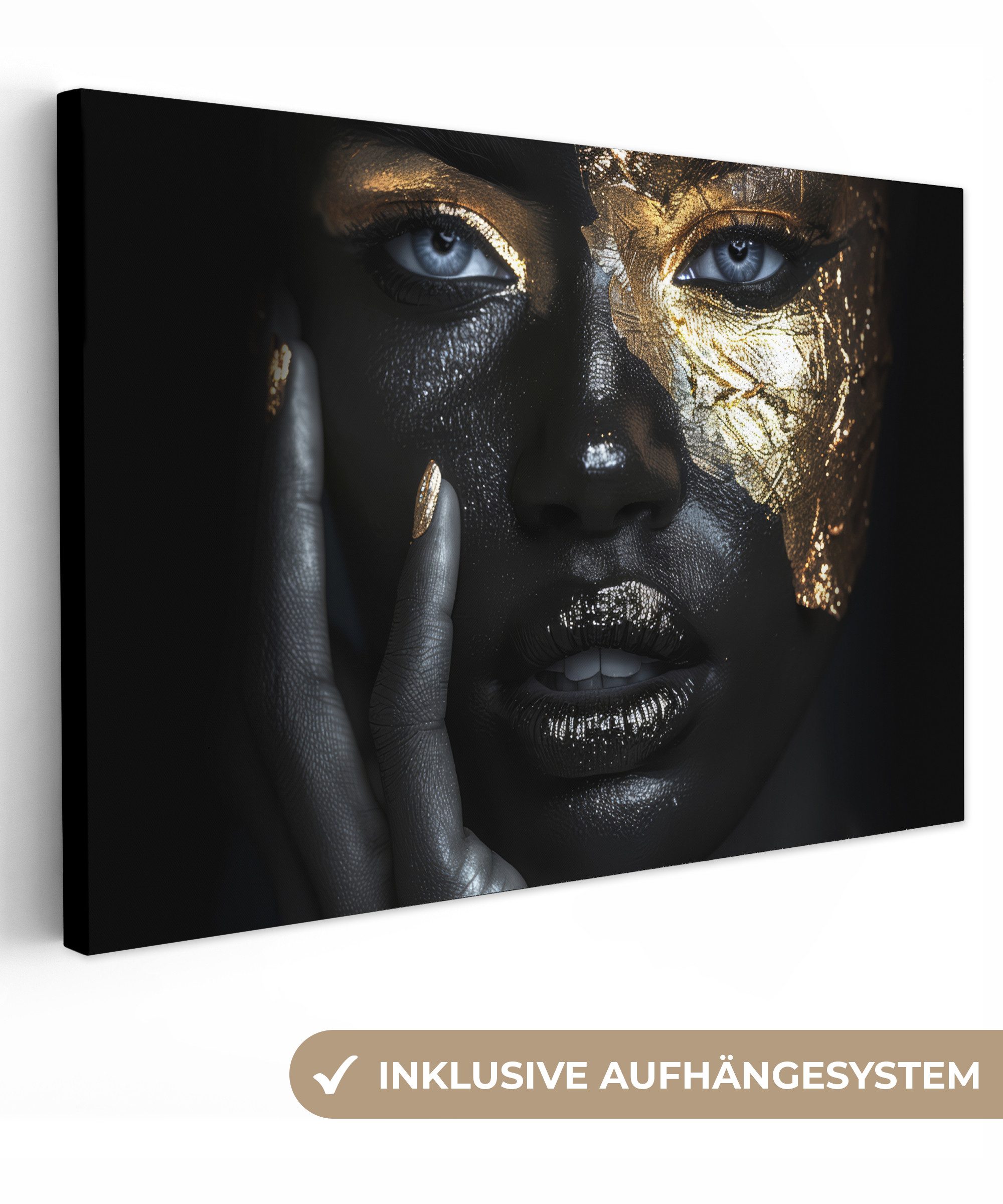 OneMillionCanvasses® Leinwandbild Frau - Gold - günstig online kaufen