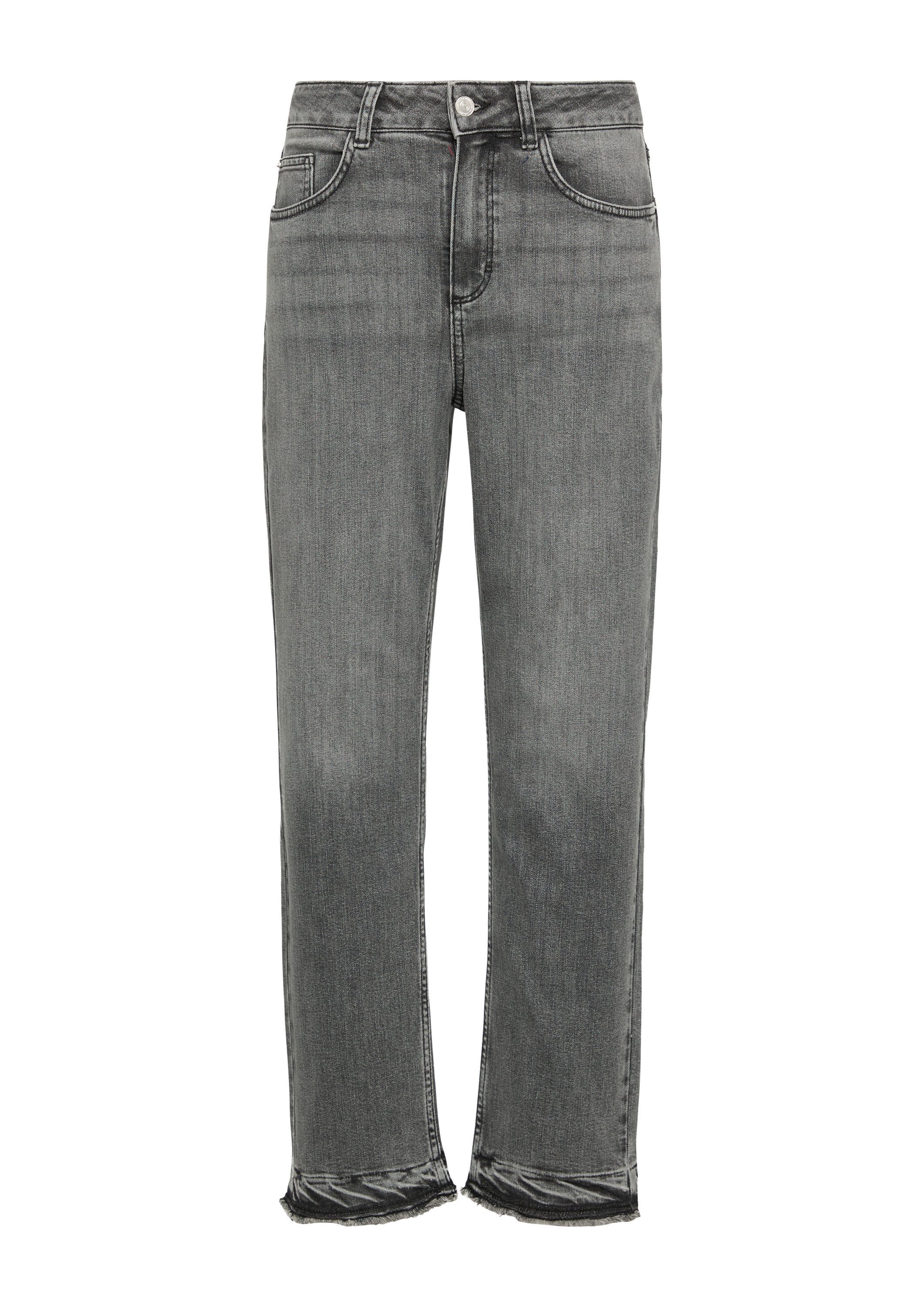 comma Regular-fit-Jeans Jeans-Hose Straight-Leg-Jeans mit gefranstem Saum
