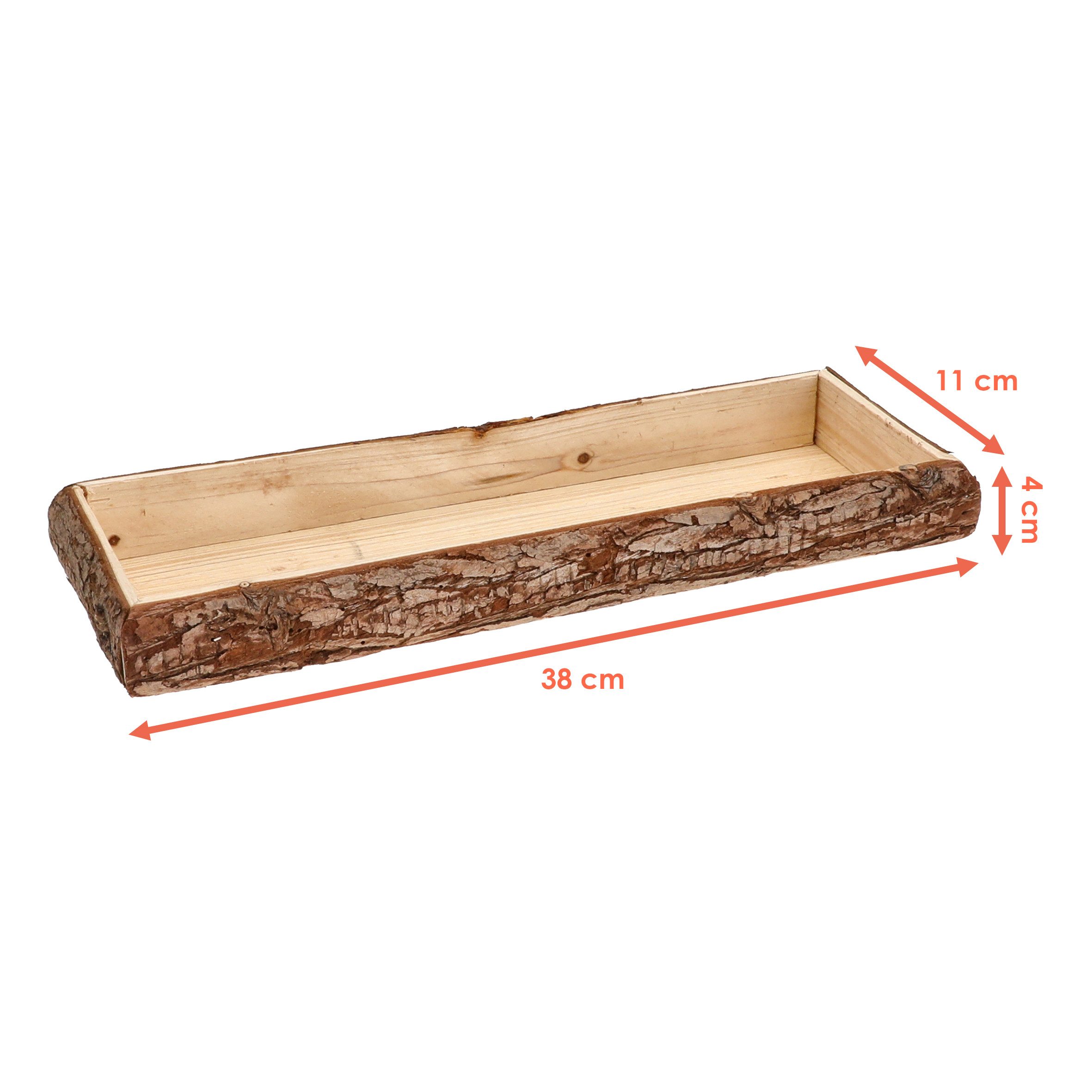 Spetebo Dekotablett Holz mit Baumrinde rechteckig (Anzahl, 1 St., 1), mit Baumrinde im Vintage Design – Bild 2 von 4