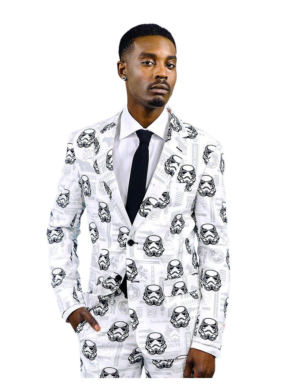 Opposuits Kostüm Stormtrooper Jackett - slim-fit Karneval Sakko, Auch ohne Hose top: stylishes Sakko mit Krawatte