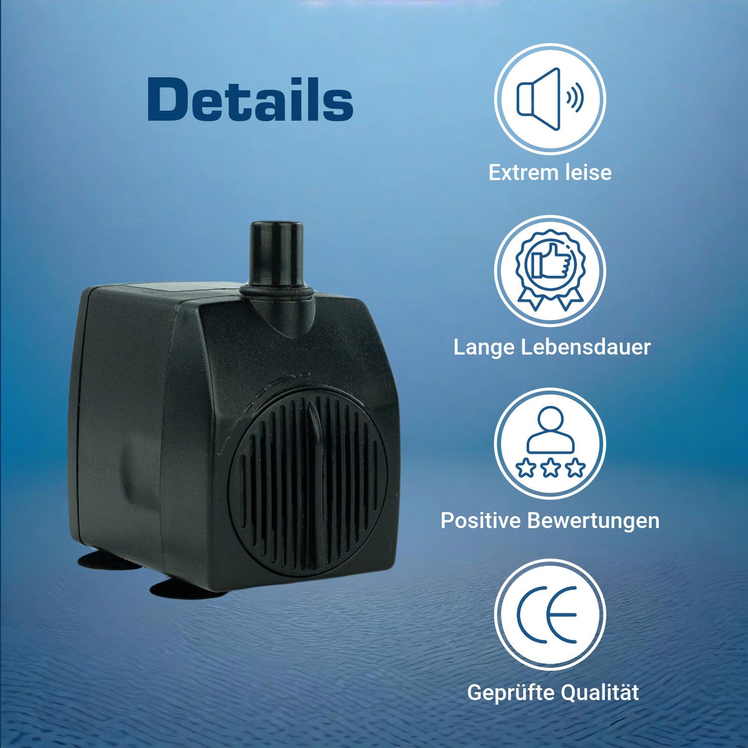 KERRY Springbrunnenpumpe Wasserpumpe 230 V – 950 L/H, nur 14 Watt, 10m Kabel, 180 cm Förderhöhe (2-tlg)