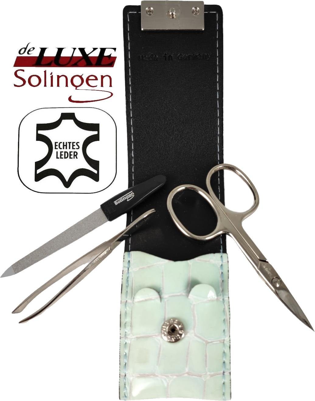 Maniküre-Etui 3-teiliges Solingen Maniküre Set mit Leder Etui, Nagelschere, Feile