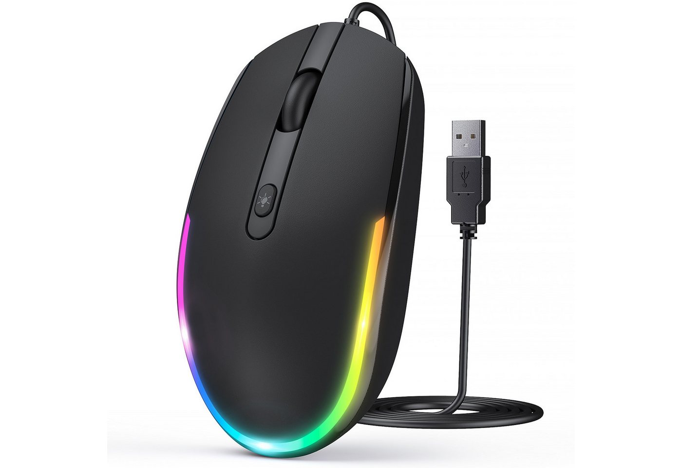 Seenda USB Maus kabelgebunden, leise, 1600 DPI, beleuchtet Maus (optisch / Plug & Play / 1,5 m Kabel)