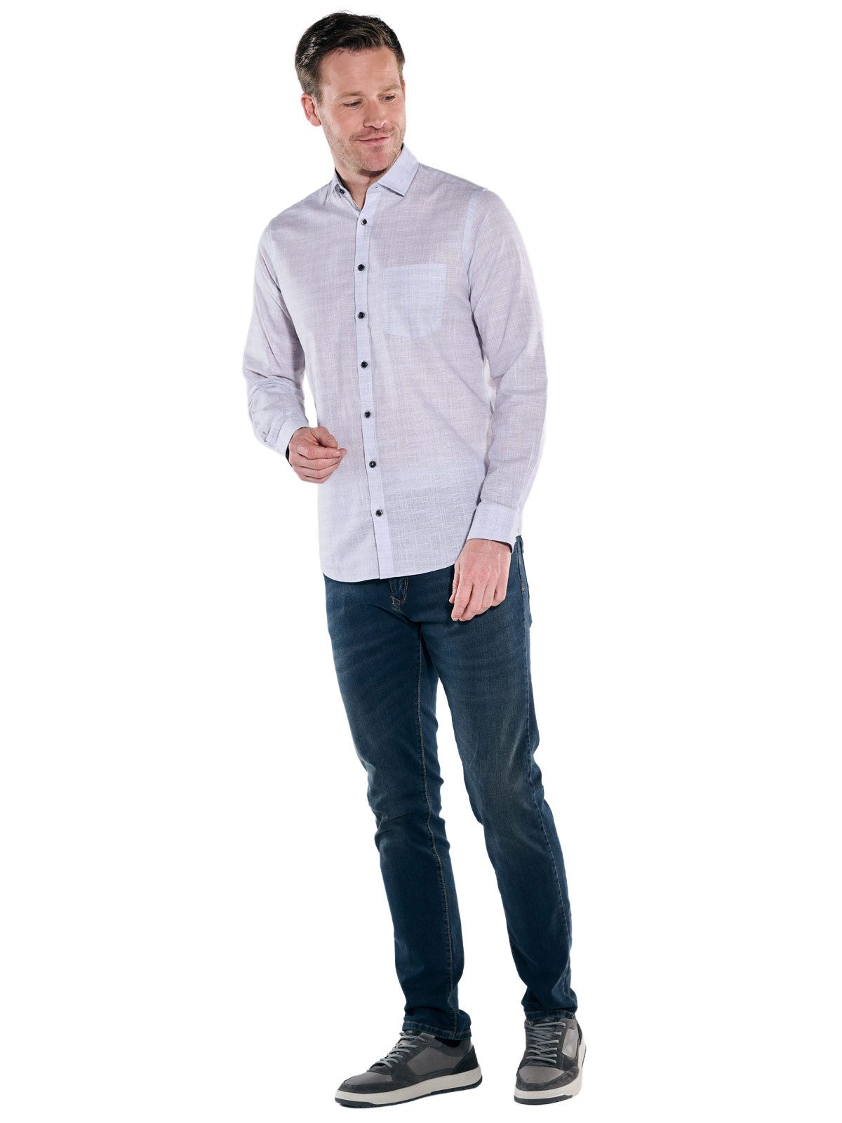 Engbers Langarmhemd Herren Hemd "My Favorite", Silbergrau