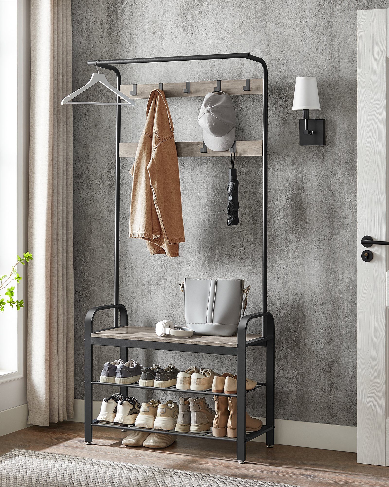 VASAGLE Garderobenständer Garderobe, mit Sitzfläche, 2 günstig online kaufen