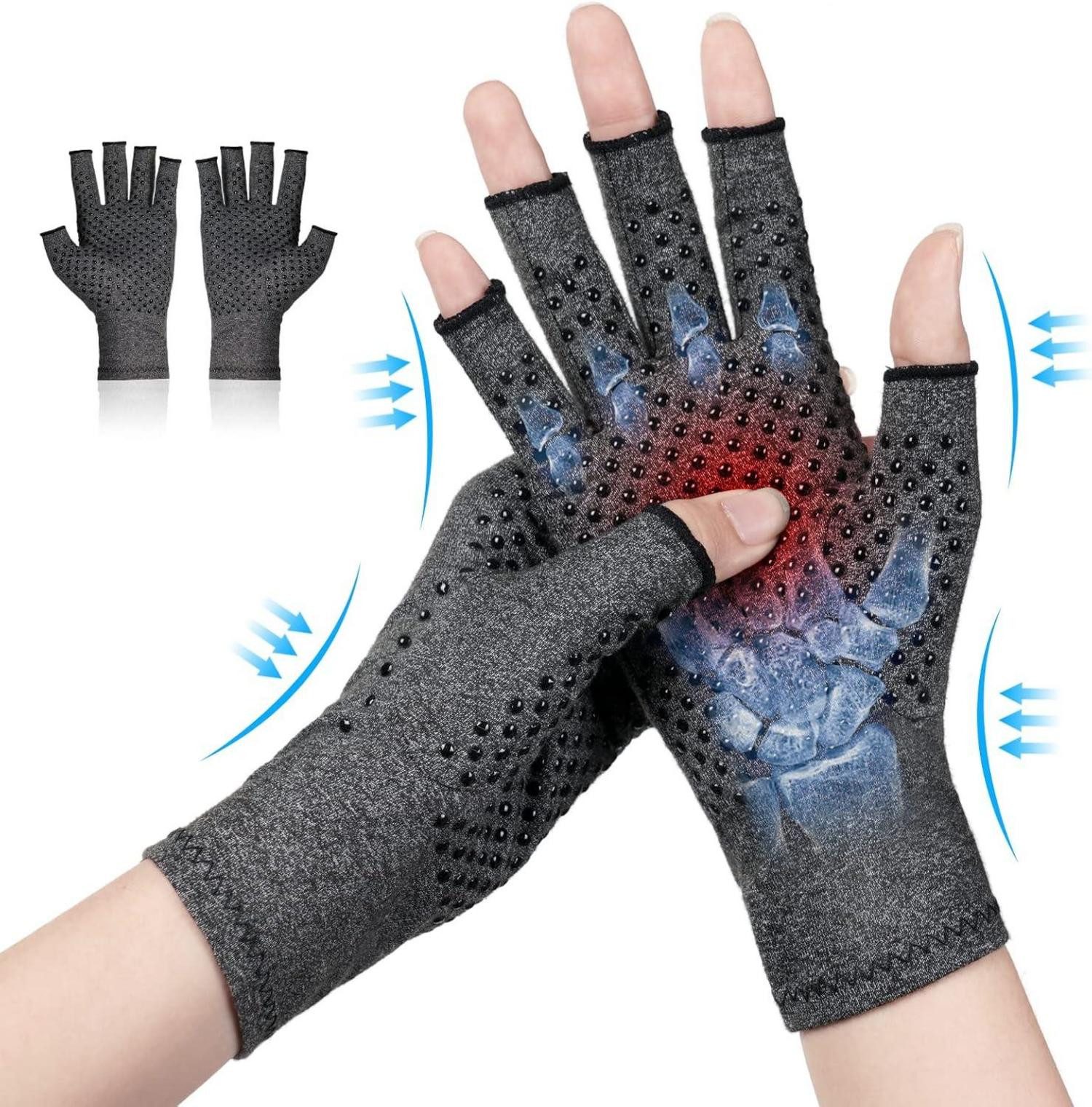 LuxusKollektion Handbandage Kompressionshandschuhe Arthritis Handschuhe Schwarz L