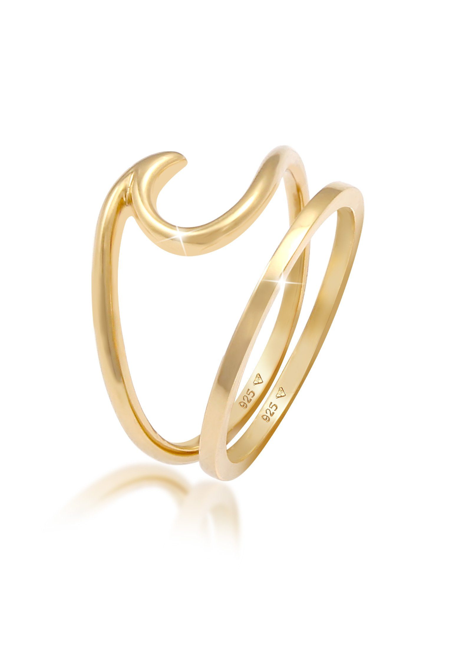Ring-Set Wellen Wave Bandring Basic Set (2 tlg) 925 Silber