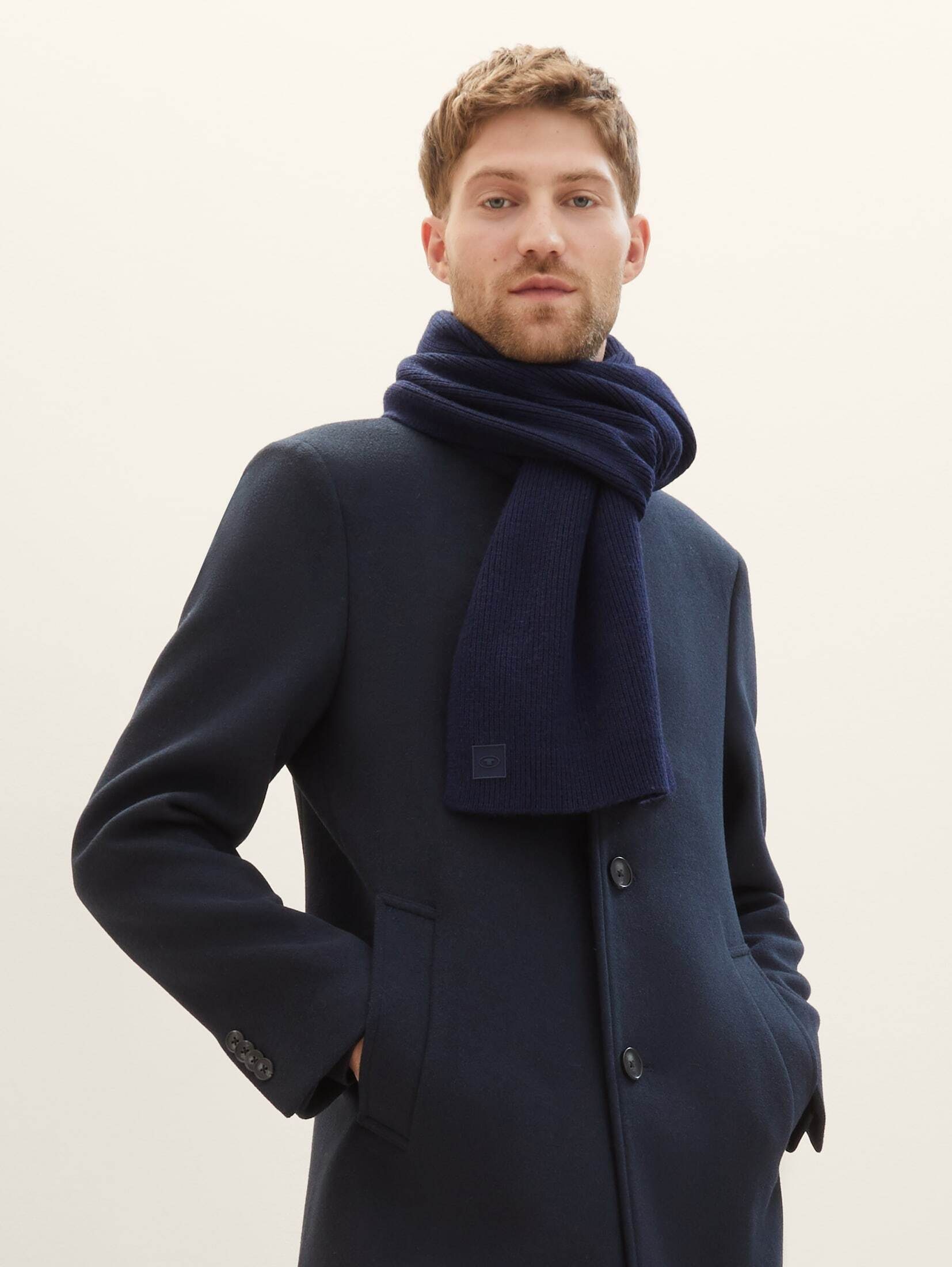 Knitted Melange in Melange TOM Optik TAILOR Strickschal Navy Strickschal