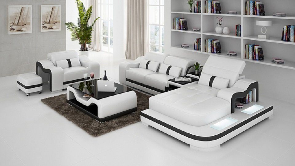 JVmoebel Sofa Luxus L-Form Sofa + Sessel Modernes Design Schwarz Neu, Made in Europe Weiß/Schwarz | Alle Sofas