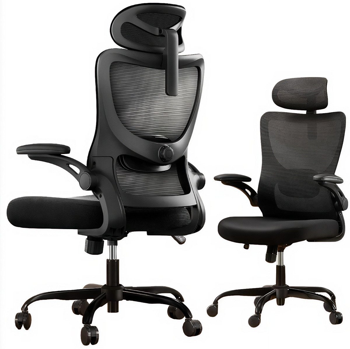 MARSAIL Huanuo Bürostuhl Ergonomischer mit Mesh verstellbarer Lendenstütze, Wippfunktion, verstellbaren Armlehnen, bis 140 kg belastbar