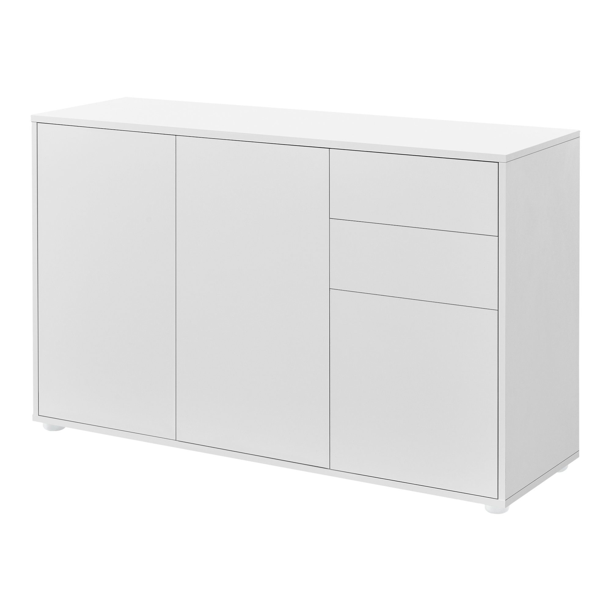 en.casa Sideboard, »Paarl« Kommode Schubladenschrank mit 3 Türen weiß matt günstig online kaufen