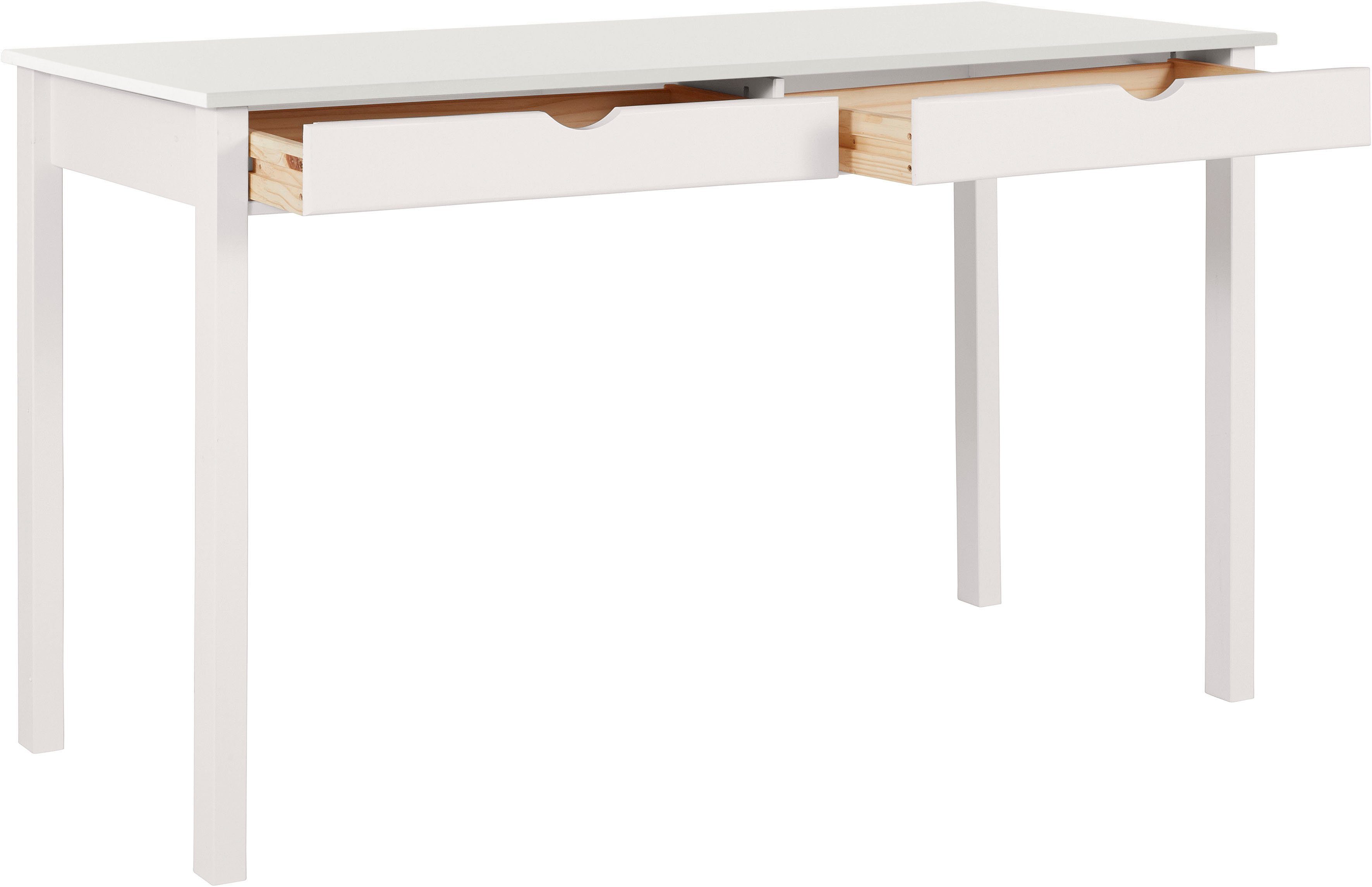 Home affaire Schreibtisch Gava, massives Kiefernholz, für das home office, Breite 100/120/140 cm