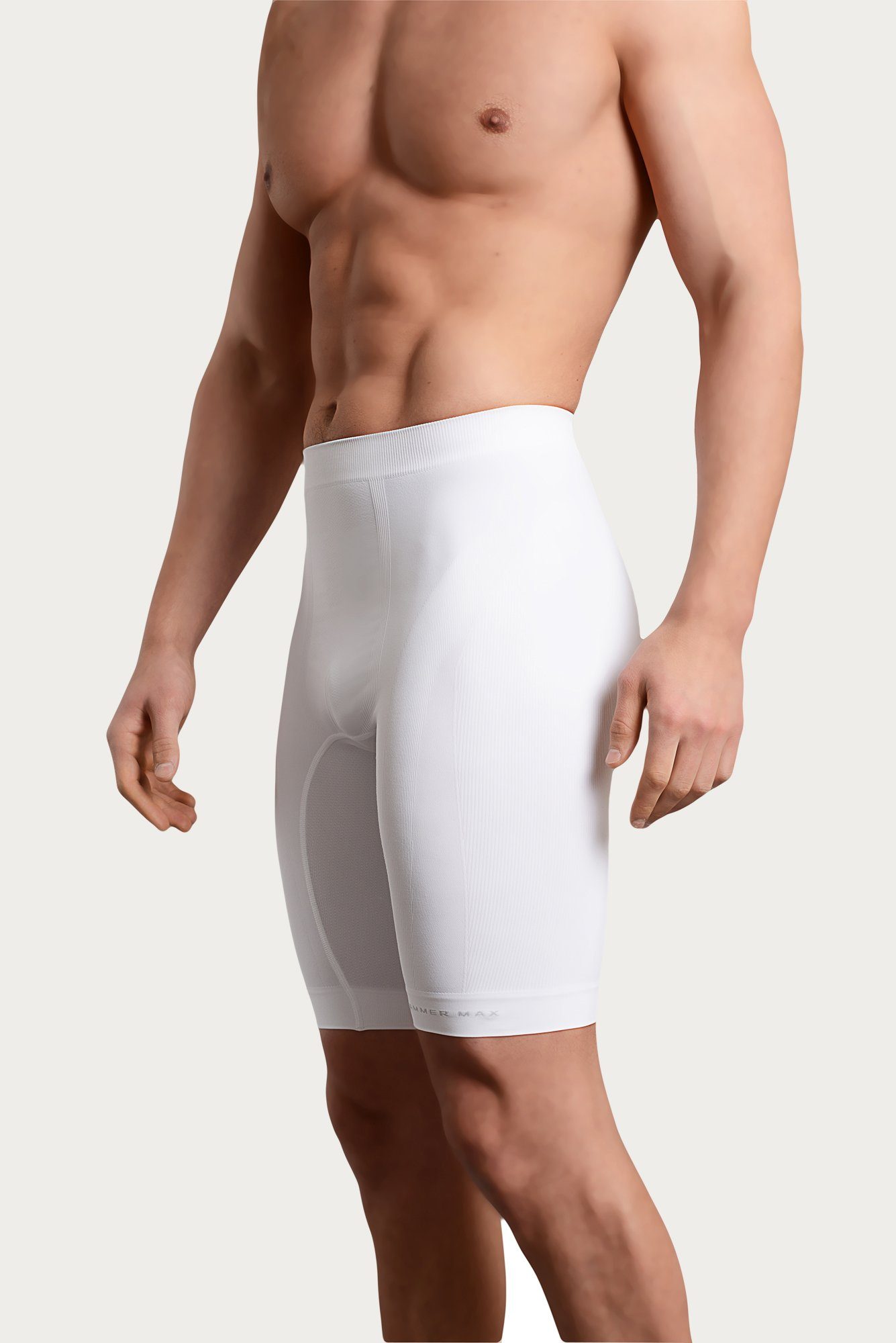 Strammer Max Performance® Trainingsshorts Compression atmungsaktives Shorts Shapewear, High Weiß Gewebe Tech