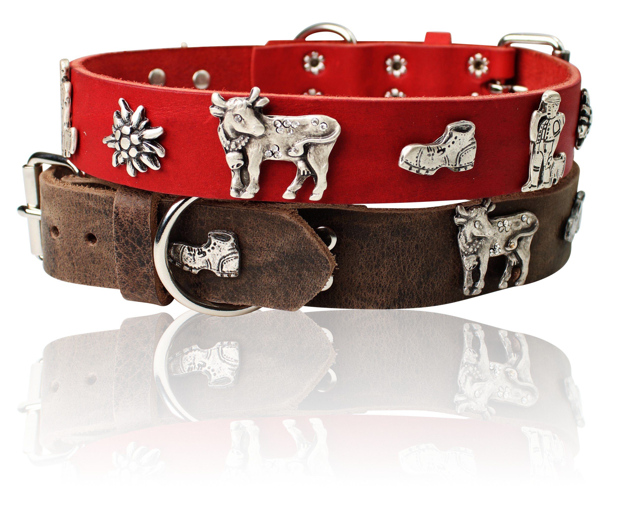 FRONHOFER Hunde-Halsband 17340, Ökoleder, Hundehalsband Trachten Halsband, Vollleder, 3 cm