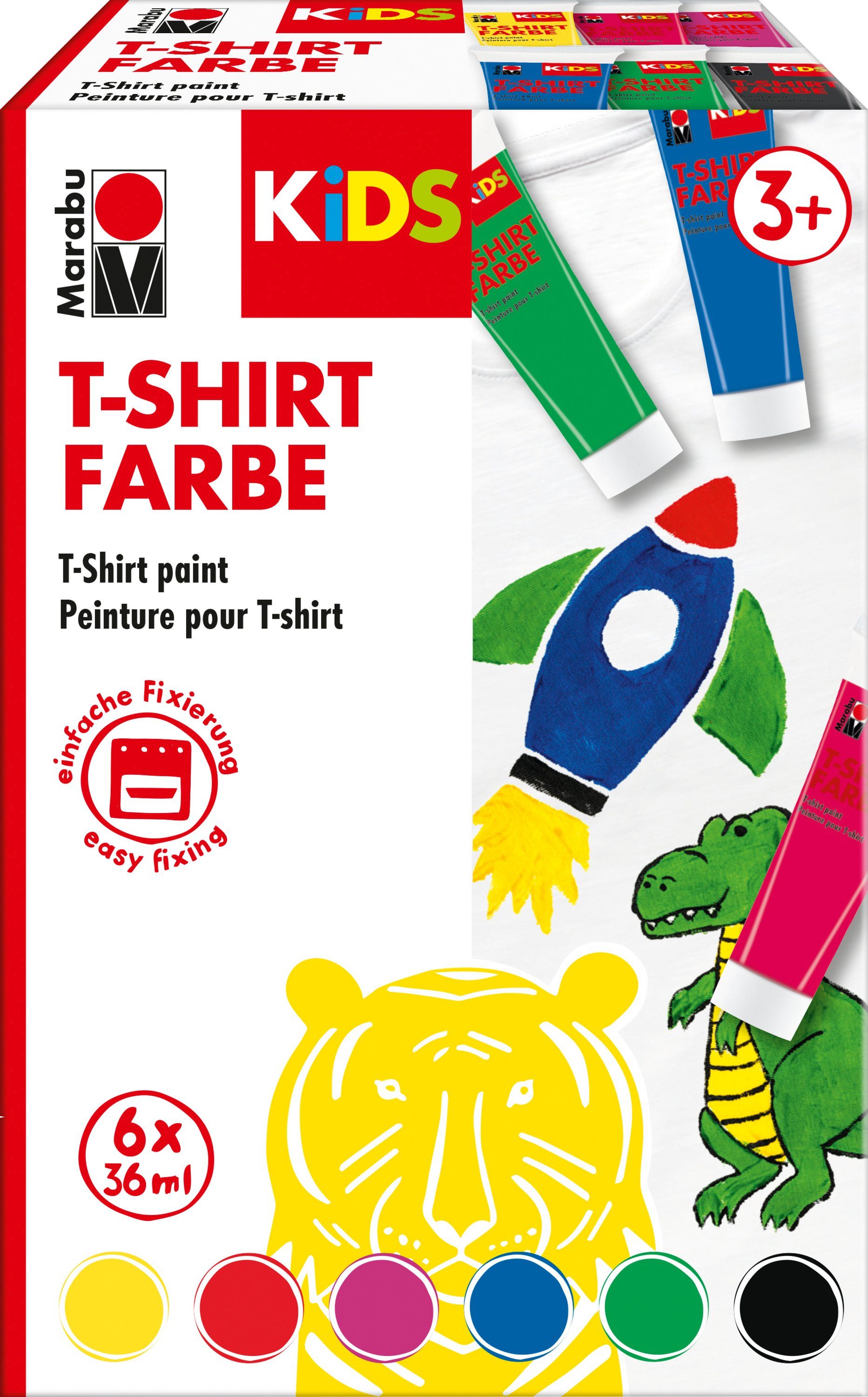 Marabu Stoffmalfarbe KiDS T-Shirt Farbe, 6 x 36 ml