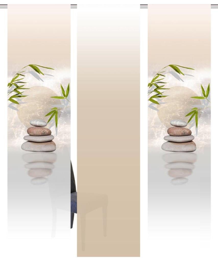 HOME WOHNIDEEN Schiebegardine 3er-Set Schiebegardinen BENESSA Natur, 245 x 60 cm OHNE ZUBEHÖR, Paneelwagen, blickdicht, 100% Polyester