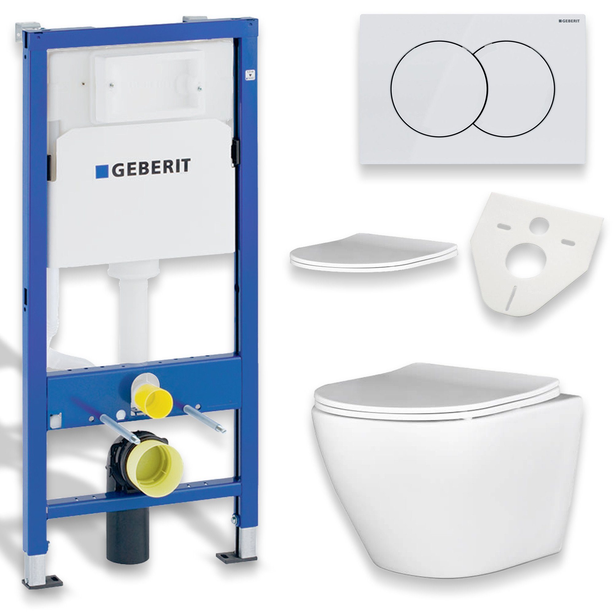 Vorwandelement WC SET: Wand-WC Desna Weiß + Geberit Duofix Basic UP 100 + Delta01 Weiß