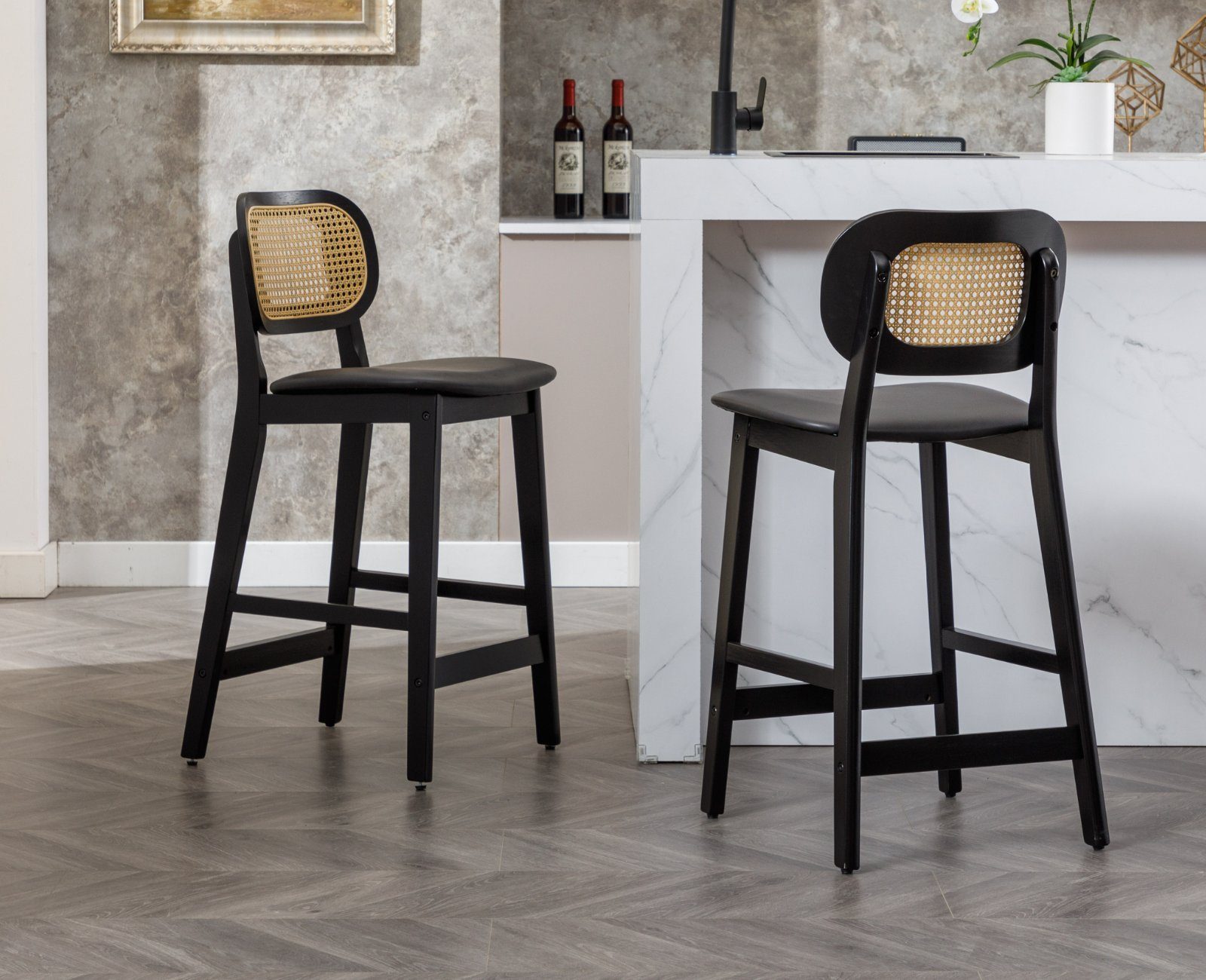 WAHSON OFFICE CHAIRS Barhocker Rattan 2/4er Set, Barstuhl Bistrohocker günstig online kaufen