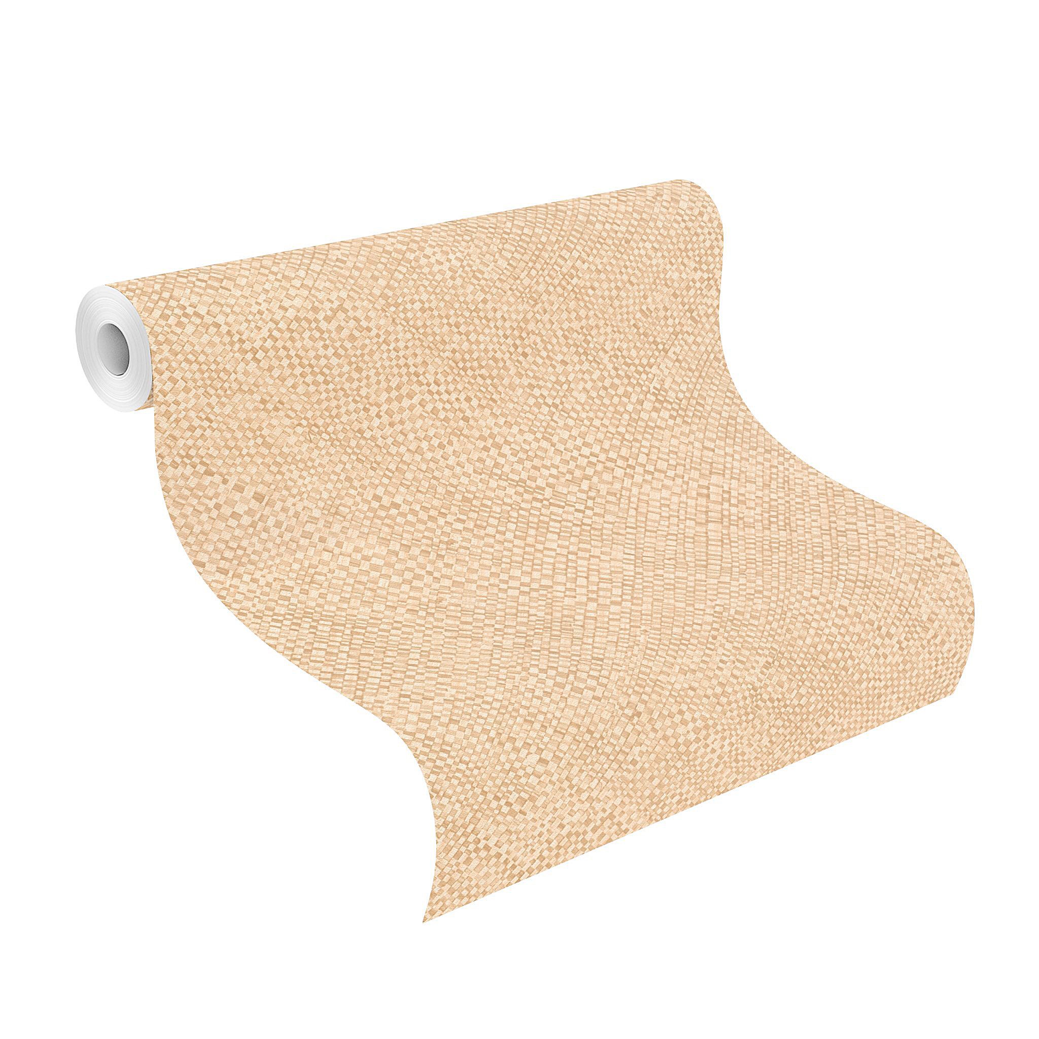 Rasch Vliestapete mit Flechtoptik in Dunkel-Beige - Feine Gewebeoptik, strukturiert, Flechtoptik, matt, Ton-in-Ton, geometrisch, (1 Rolle, 1 St), gewebte Optik