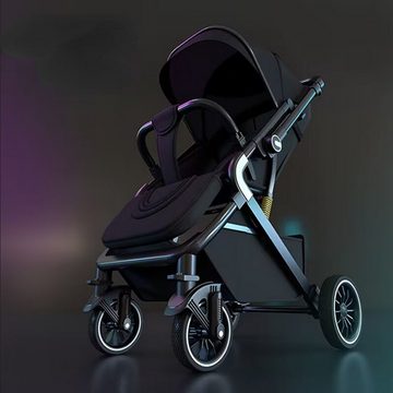TPFLiving Kinder-Buggy Kinderwagen Buggy Babywanne 5-Punkt-Sicherheitsgurt mit Sonnenschutz, verstellbare Rückenlehne, wendbare Babyschale, Schwarz-Weiß