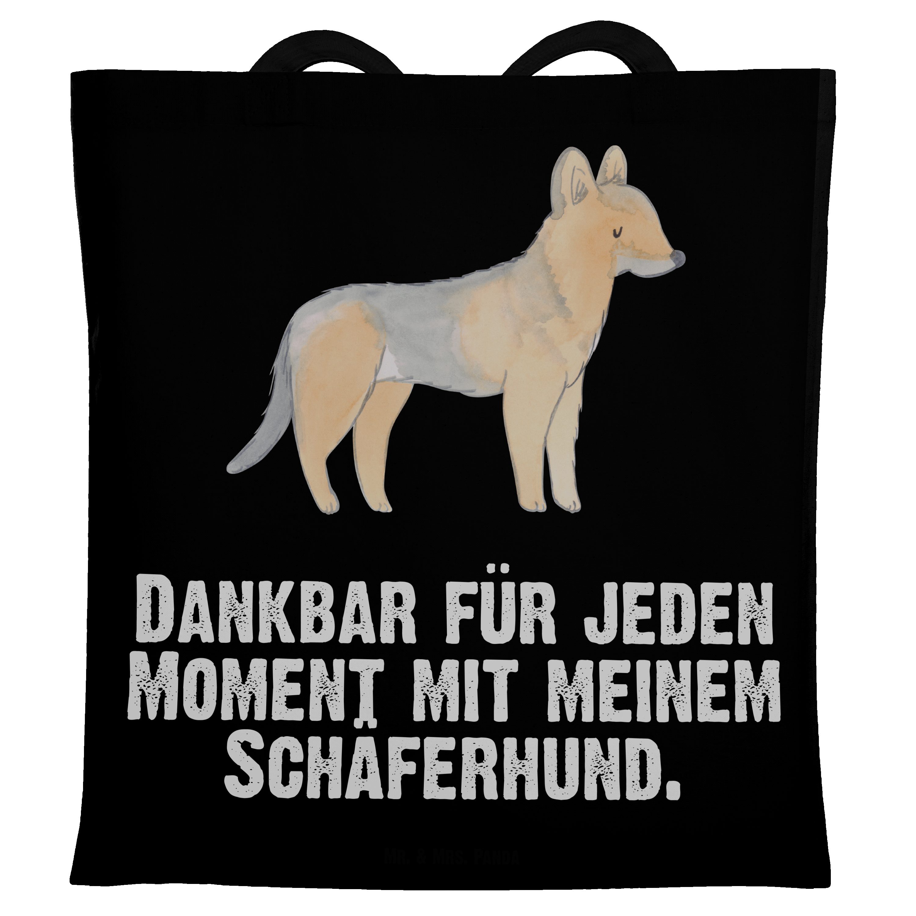 Mr. & Mrs. Panda Tragetasche Schäferhund Moment - Schwarz - Geschenk, Rassehund, Beuteltasche, Ein (1-tlg) | Canvas-Taschen