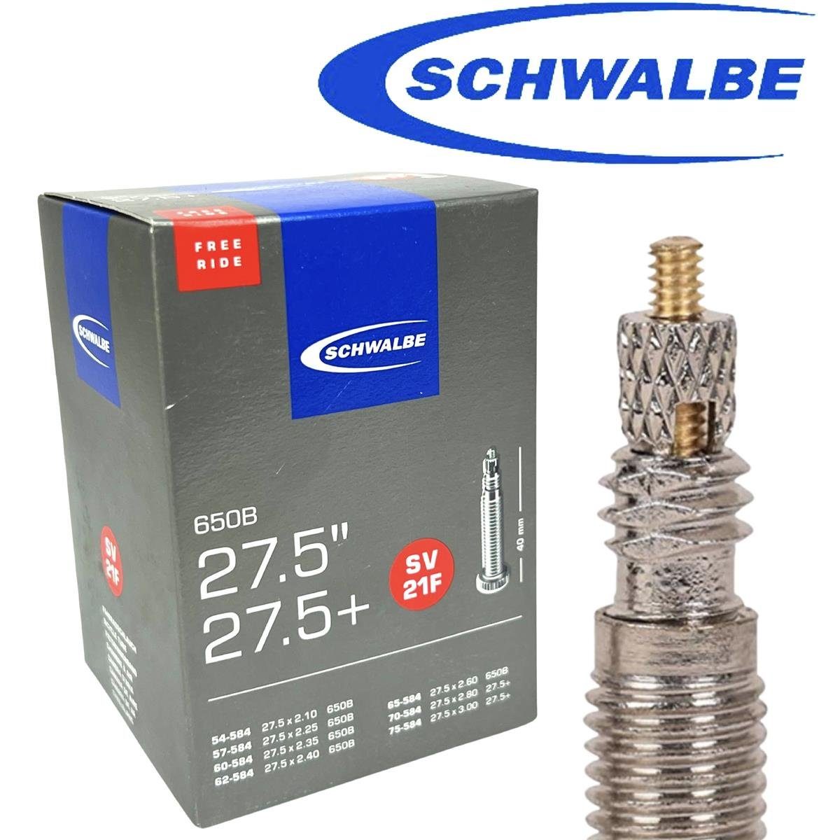 Schwalbe Fahrradschlauch Schwalbe Schlauch SV21F Freeride 27.5x1.75-3.00 54/75-584 SV40mm