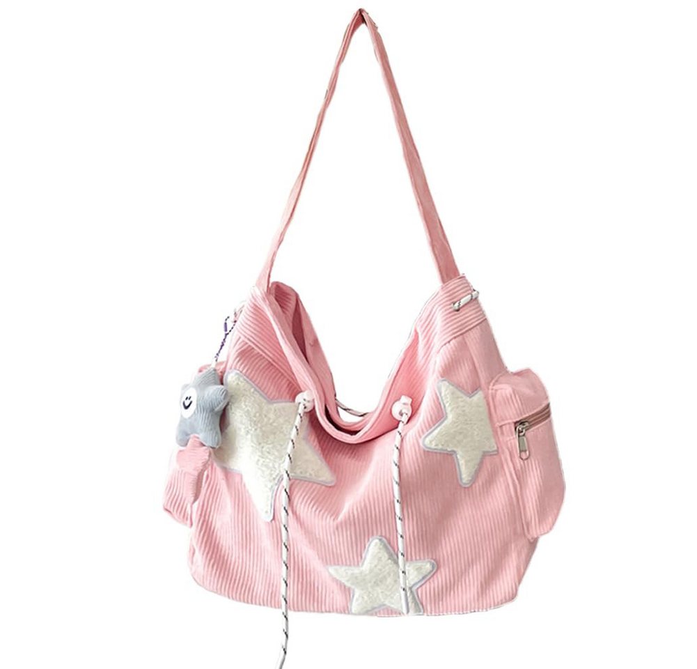 Agger Schultertasche Damen Umhängetasche aus Cord mit Sternendesign,fester Schultergurt, Henkeltasche,Süße Umhängetasche ästhetische …