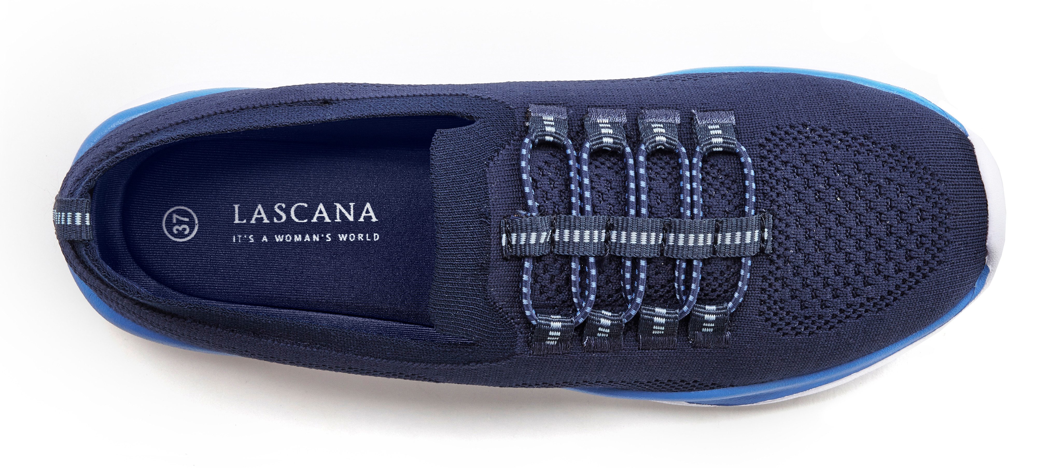 LASCANA Slipper, Halbschuh, Slip-On-Sneaker, Sneaker aus leichtem Textil-Material VEGAN