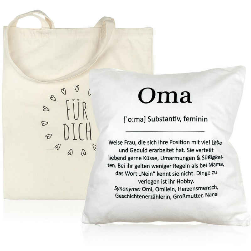 ILP Dekokissen Kissen für Oma mit Spruch, Oma Geschenk Weihnachten mit Geschenktasche