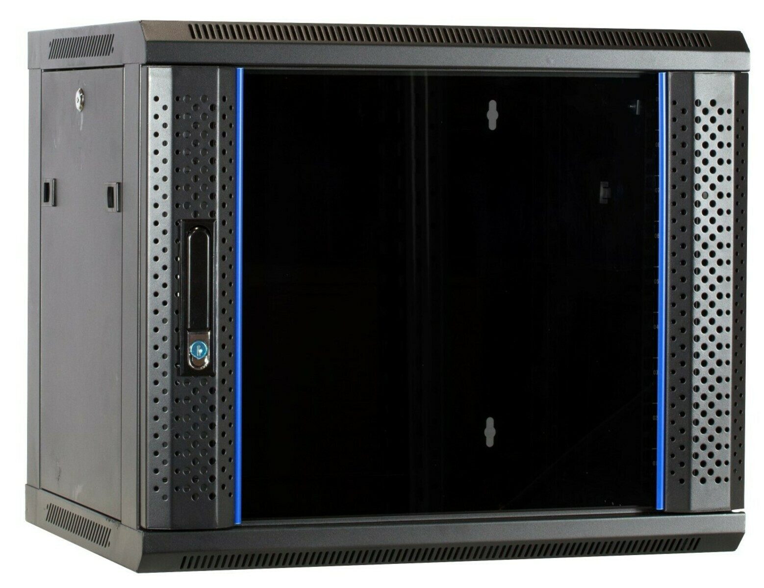 DSIT Wandgehäuse DSIT 9HE - Netzwerkschrank 19 Zoll - Wandschrank mit Glastür - Set -