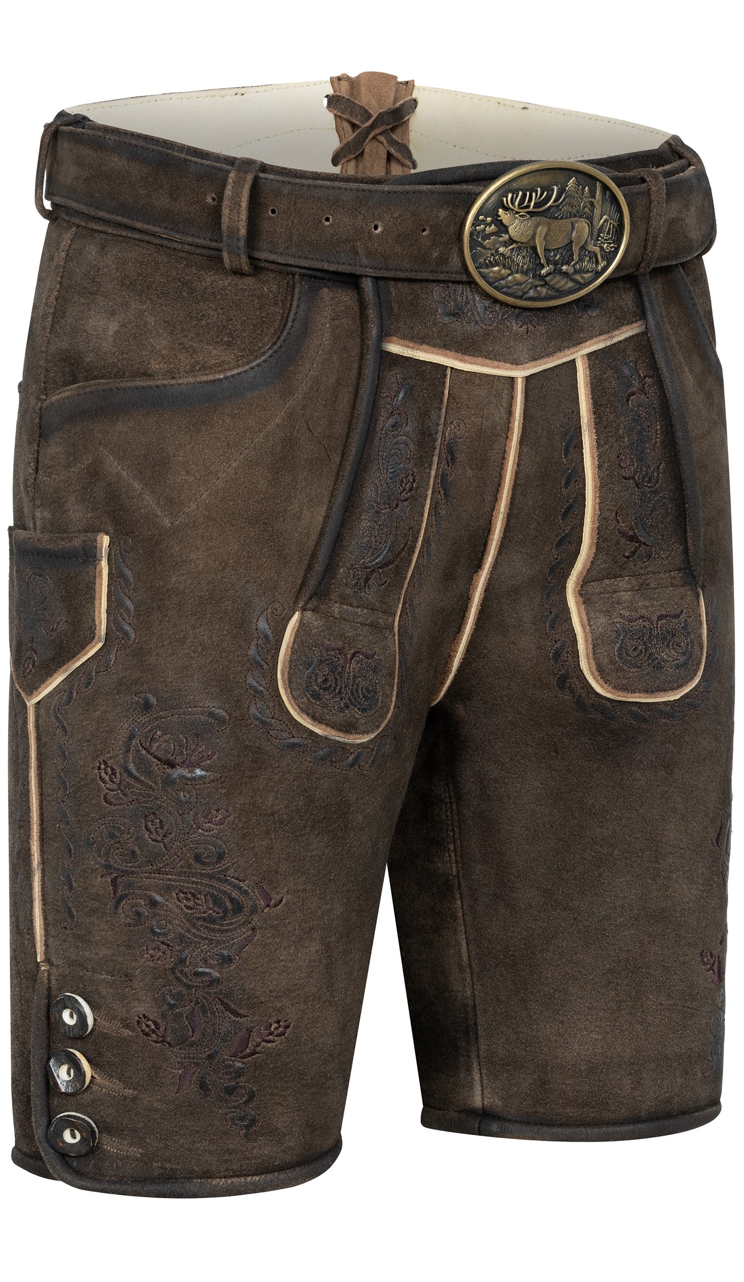 Trachtenlederhose Lederhose kurz Lasse in Aschbraun von Nübler