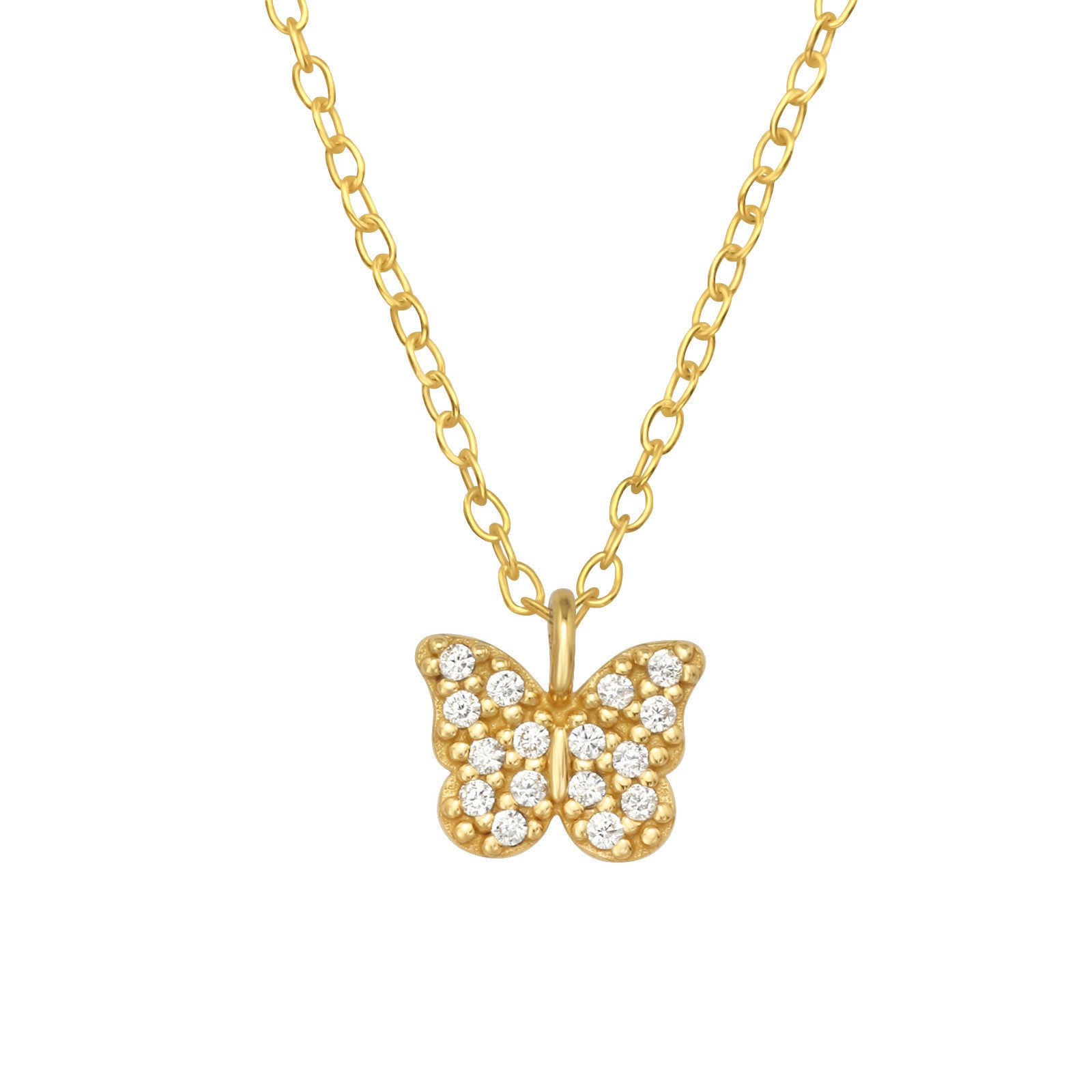 ALEXANDER YORK Kette mit Anhänger SCHMETTERLING in Gold, 2-tlg., 925 Sterling Silber
