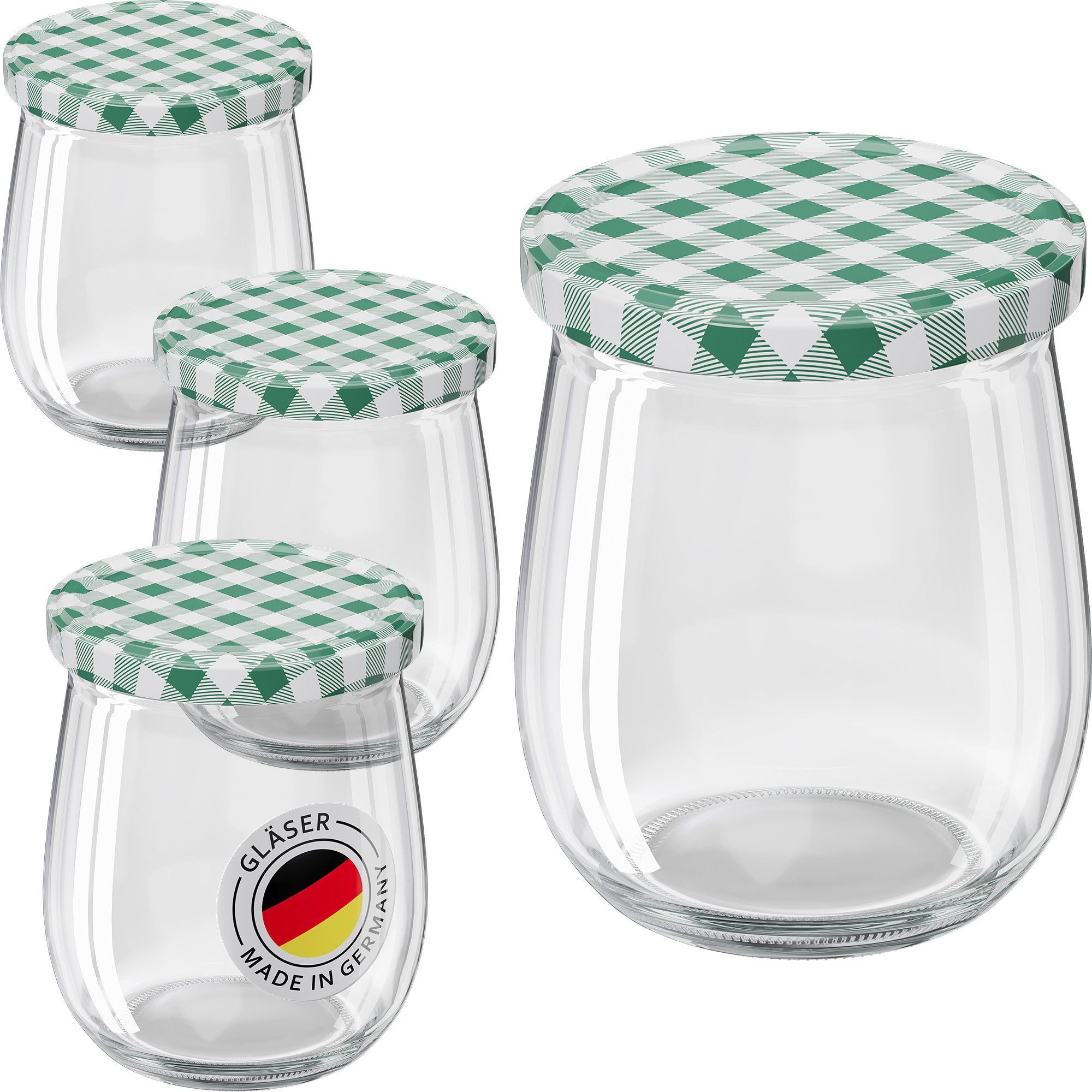 Wellgro Vorratsglas Einmachgläser mit Schraubdeckel 417ml - Deckel To 82, (6-tlg)