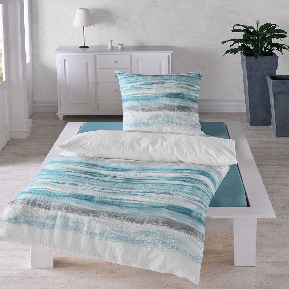 TRAUMSCHLAF Bettwäsche Wellen, Seersucker, 2 teilig, bügelfreie Seersucker günstig online kaufen
