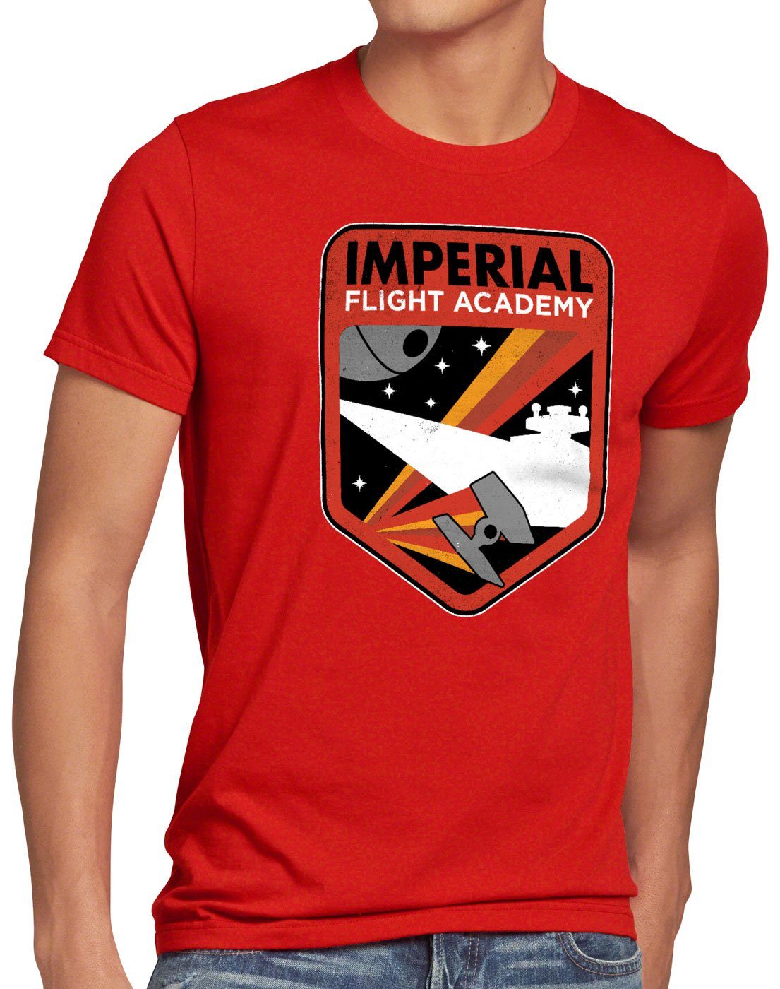 style3 Print-Shirt Herren T-Shirt Imperial Flight sternenzerstörer tie rot