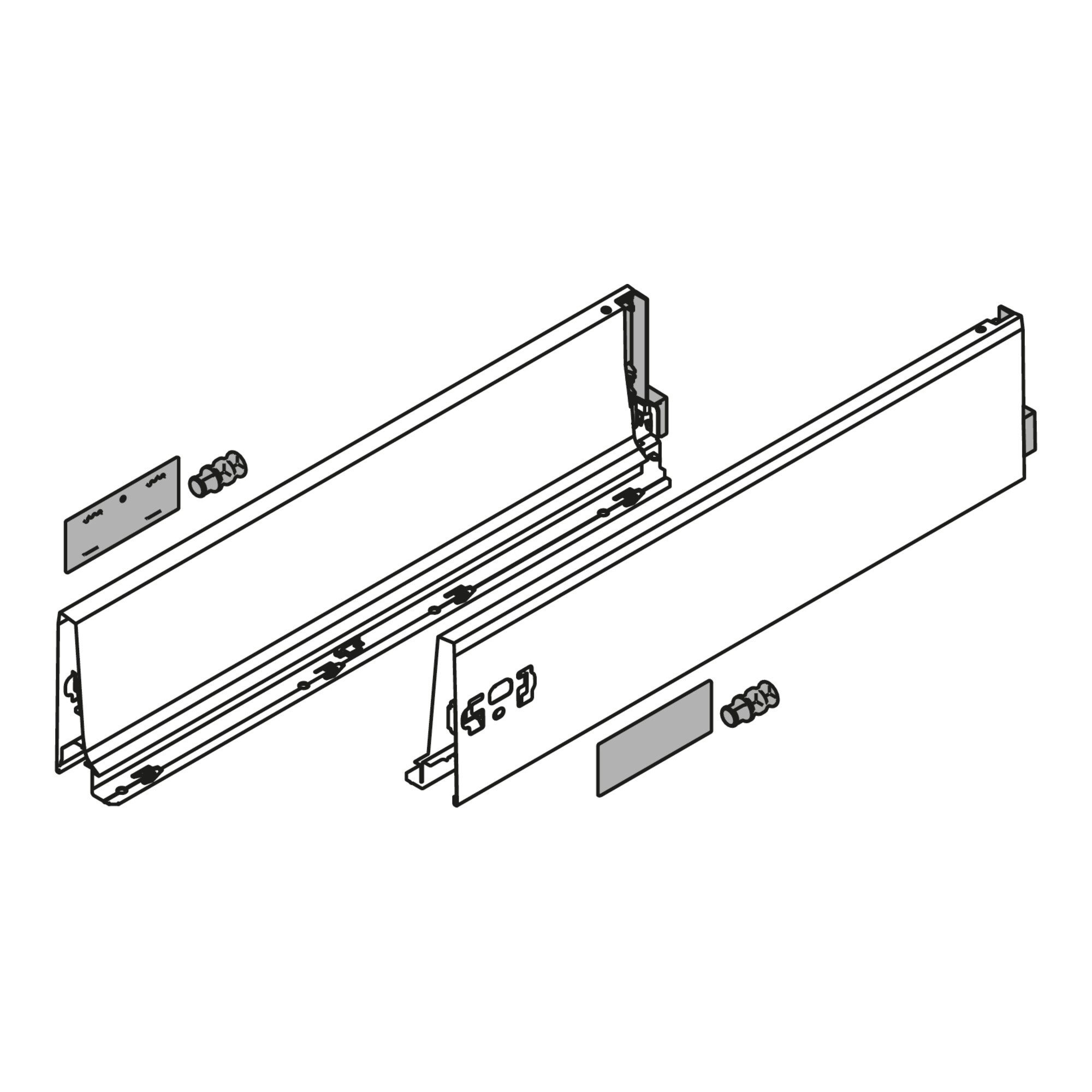 blum Teleskop-Vollauszug Blum TANDEMBOX Zarge, Höhe K 115 mm, NL 270 mm, links/rechts, für TAND