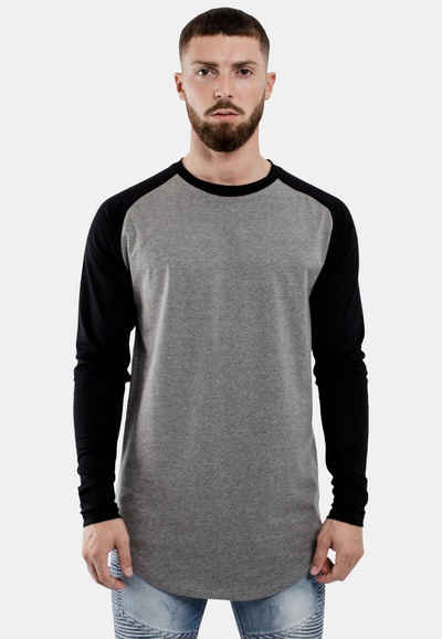 Blackskies T-Shirt Baseball Longshirt T-Shirt Grau Schwarz X-Large