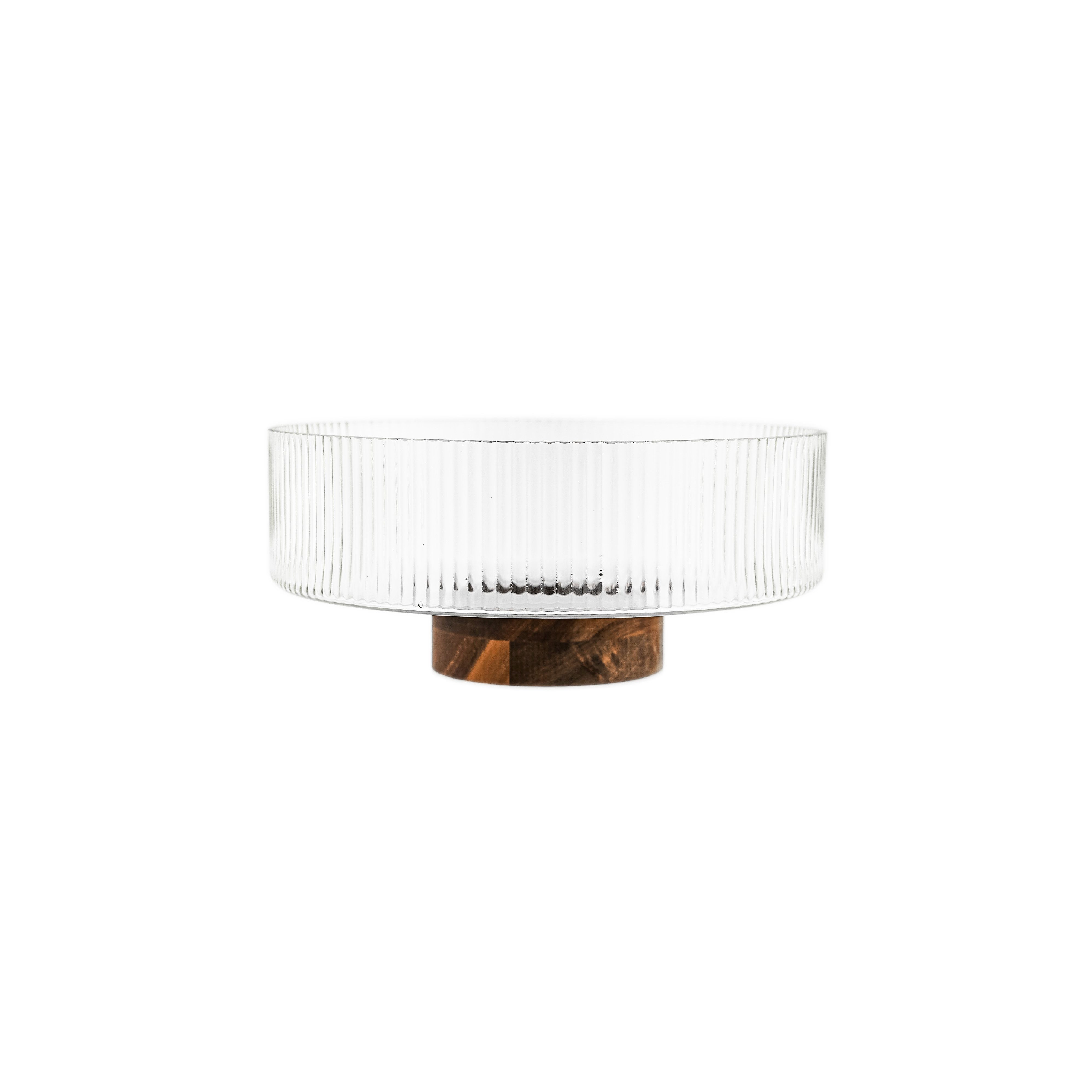 Almina Schale Terra Bowl Grande Glasschale mit Akazienholz - 26 x 11,5 cm, Glas, Holz, (Packung, 1-tlg), Servier- & Dekoschale