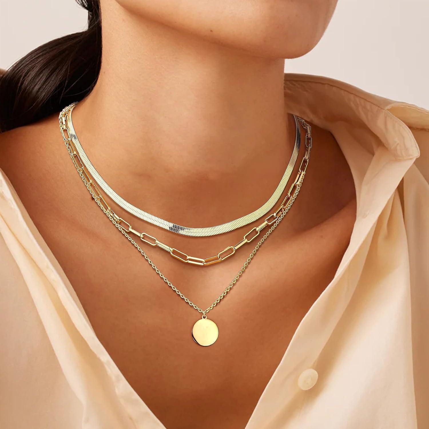 LuxusKollektion Kette und Anhänger Set Halskette Damen Edelstahl Gold Silber Münzanhänger Gold