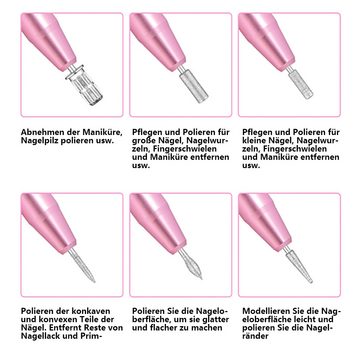 iceagle Maniküre-Pediküre-Set Elektrische Nagelfräser mit 11 Nagelbohrer und 6 Sandpapieraufsätzen