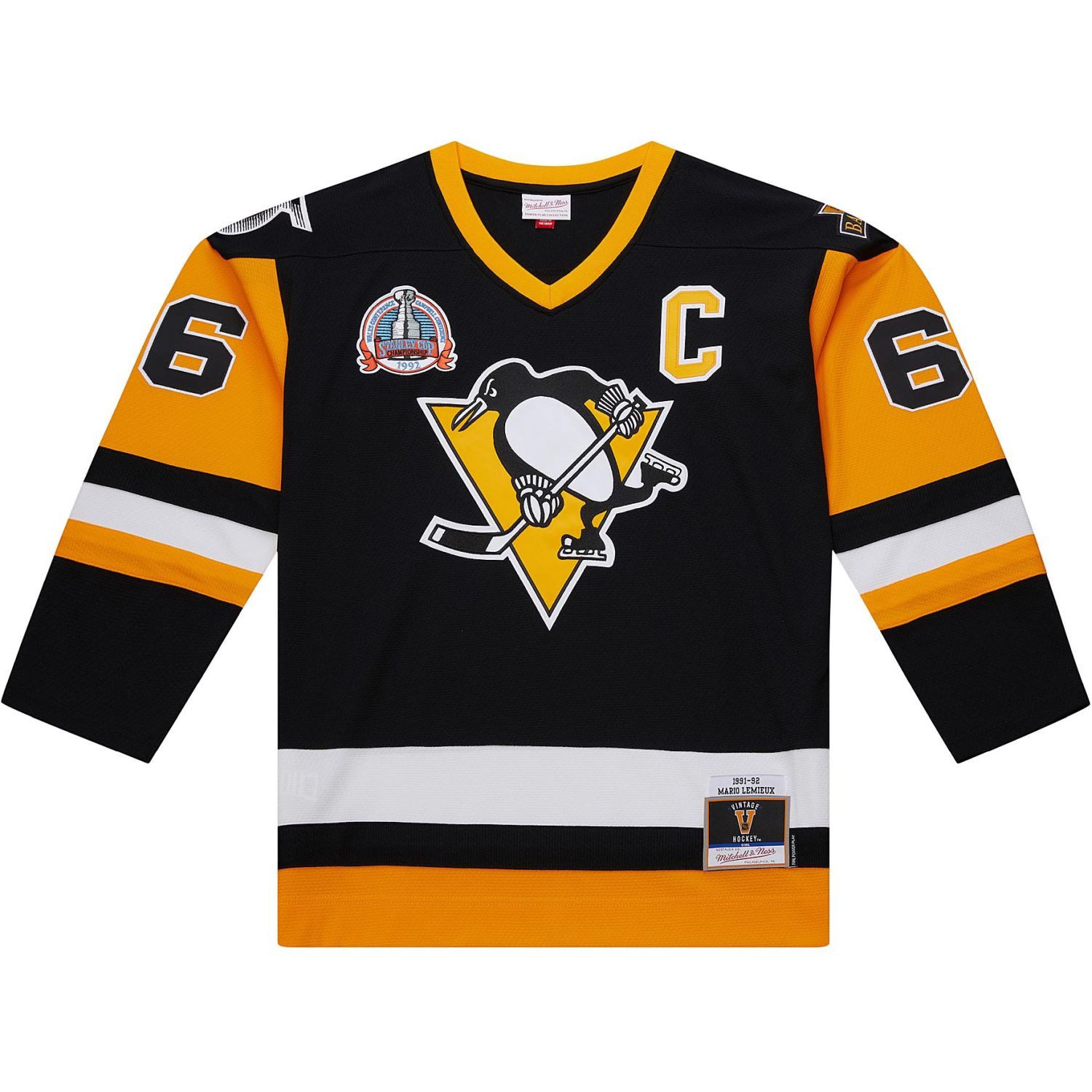 Eishockeytrikot Mario Lemieux 1991 Pittsburgh Penguins NHL Jersey