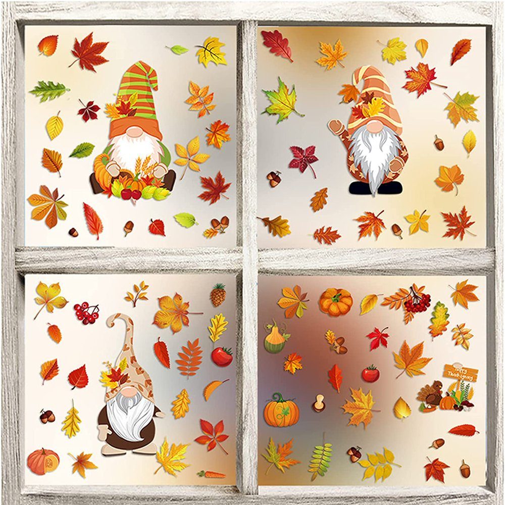 GelldG Fenstersticker Deko Herbst Thanksgiving Herbst Fenster Aufkleber, Fensterbilder,