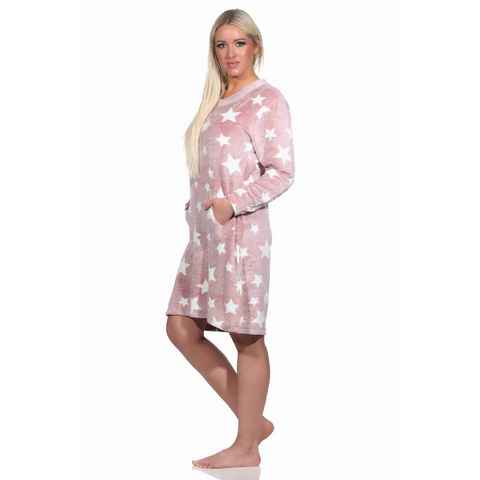 Normann Nachthemd Damen langarm Nachthemd mit Bündchen in Sterneoptik