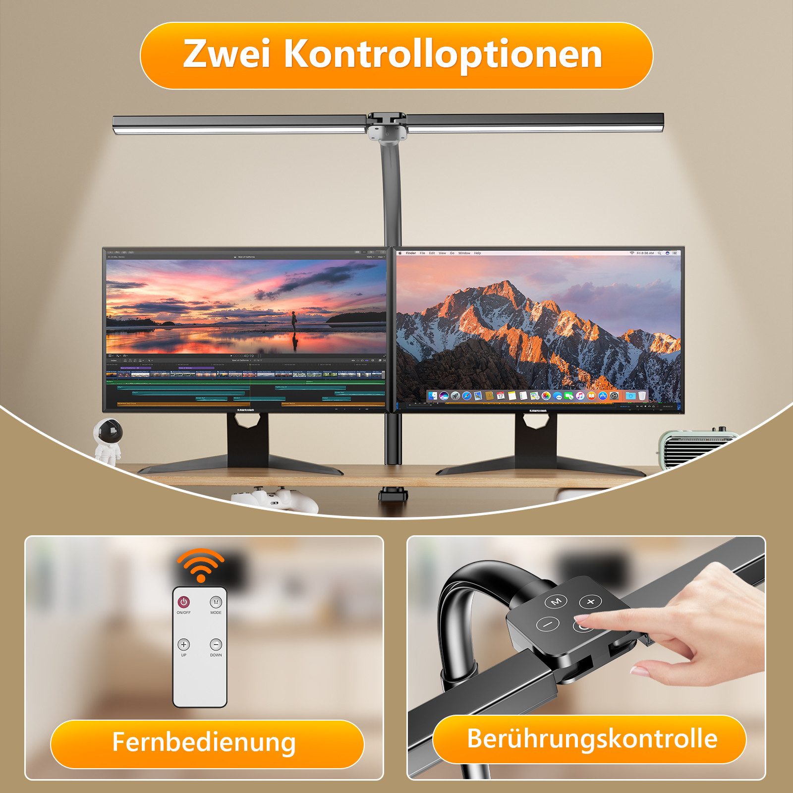 Pdgrid Schreibtischlampe klemmleuchte dimmbar LED Double günstig online kaufen