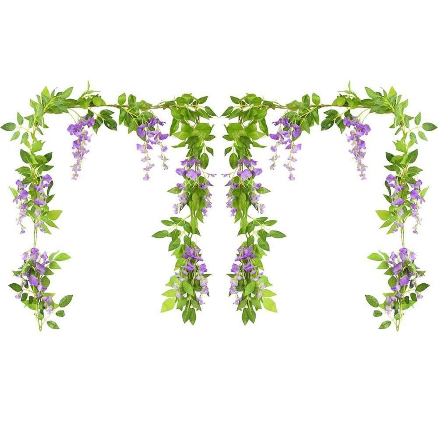 Kunstgirlande Bohnenblüten Girlande 2 Stück Violett, LuxusKollektion, Höhe 180 cm