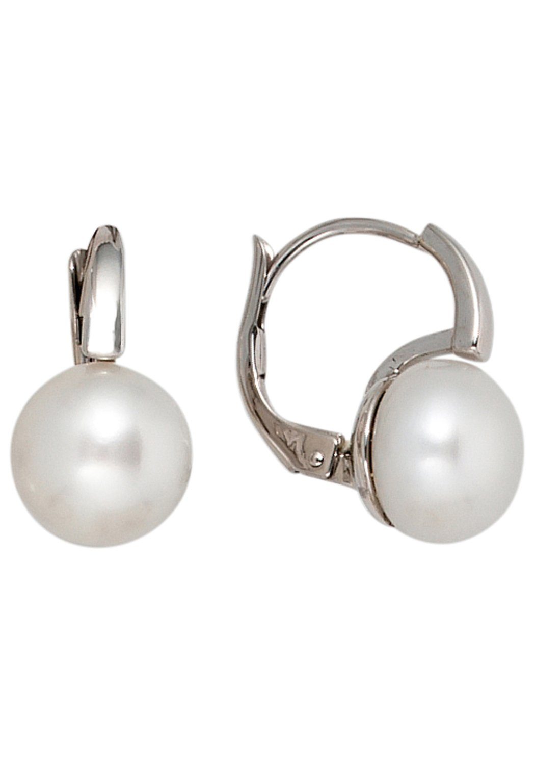 JOBO Perlenohrringe, 585 Weißgold mit S...