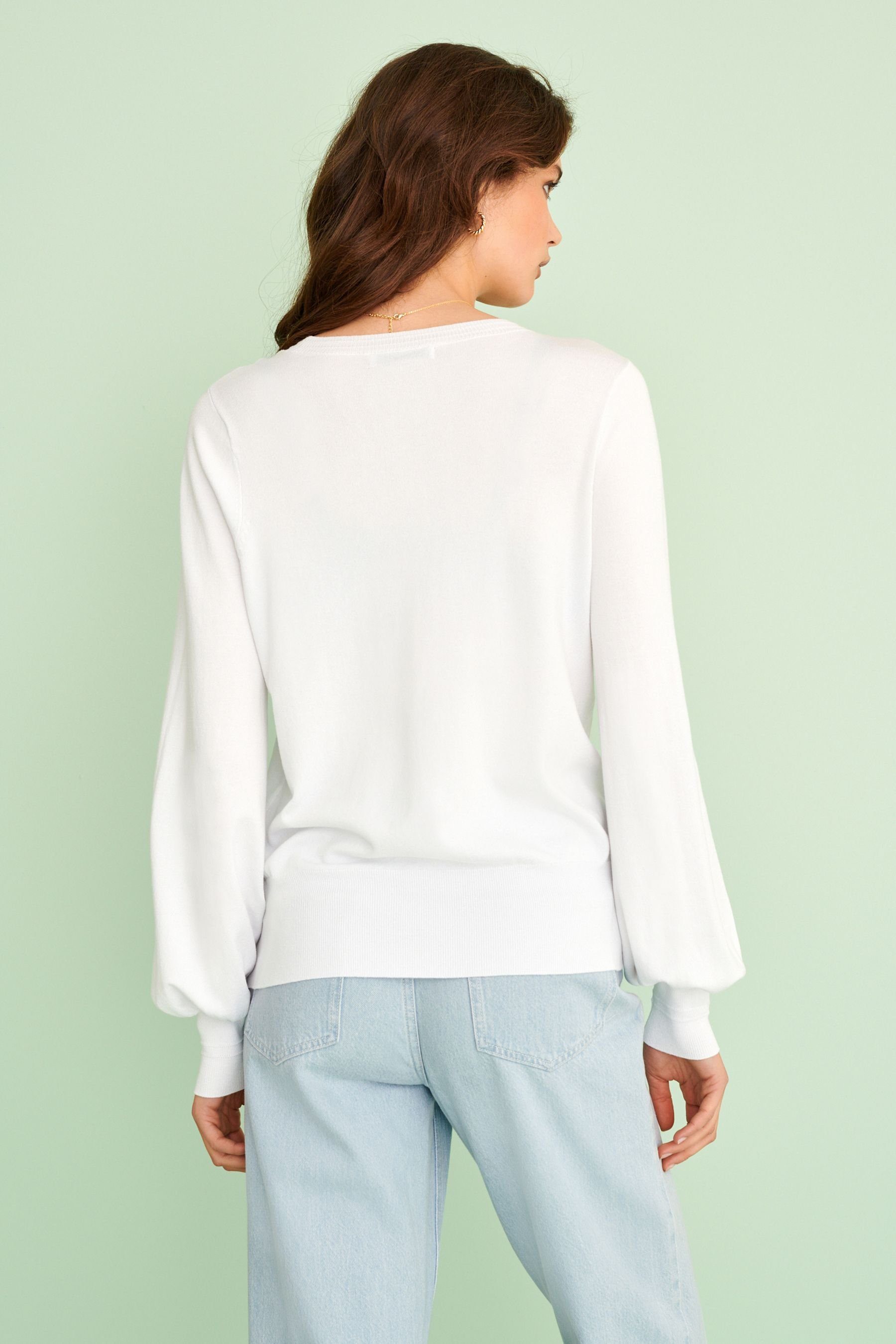 Next Rundhalspullover Pullover mit Rundhalsausschnitt (1-tlg) White