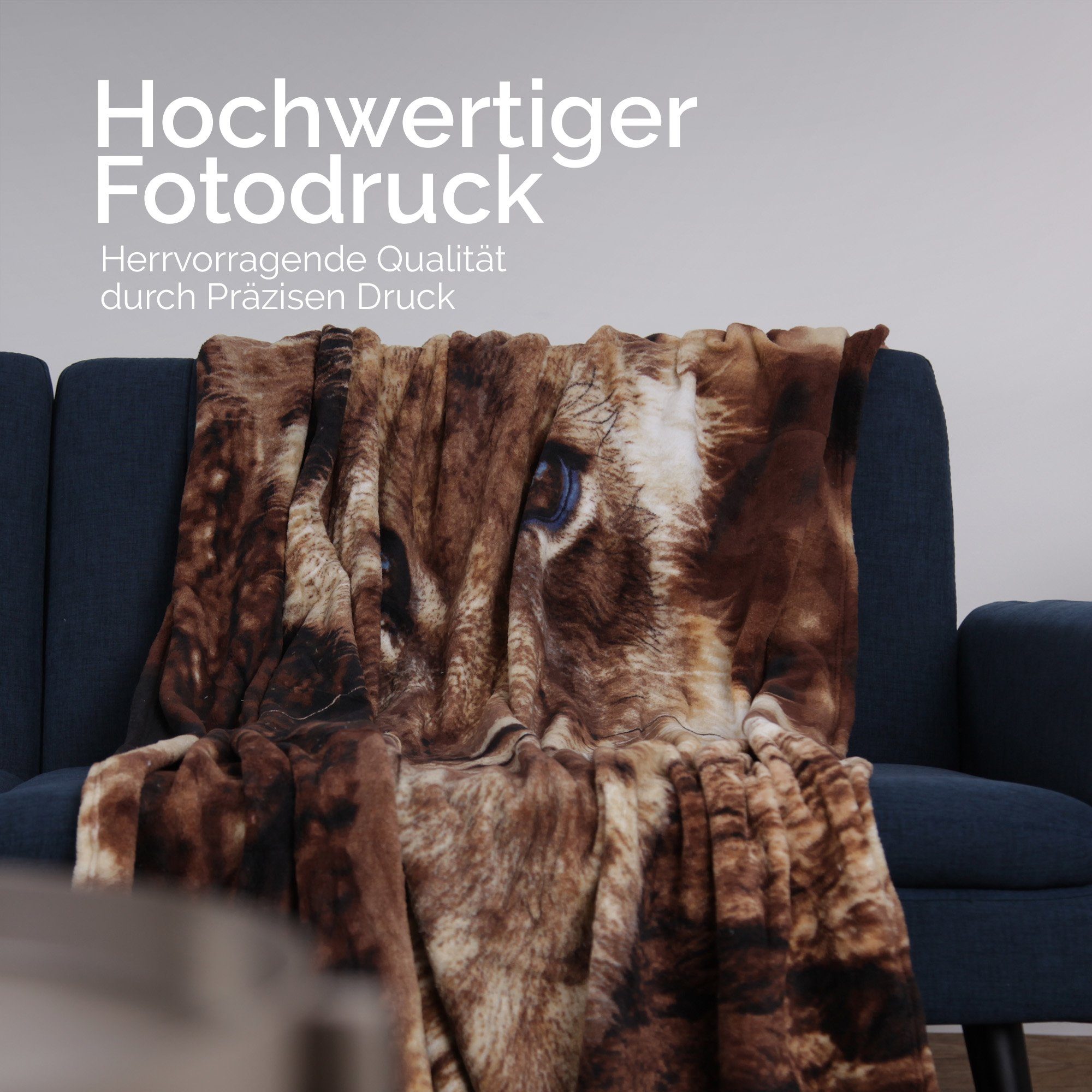 Wohndecke Kuscheldecke Flanelldecke Bestlivings, Braun Wohndecke Jacquard - Flanelldecke Fotodruck, - Decke 150x200cm