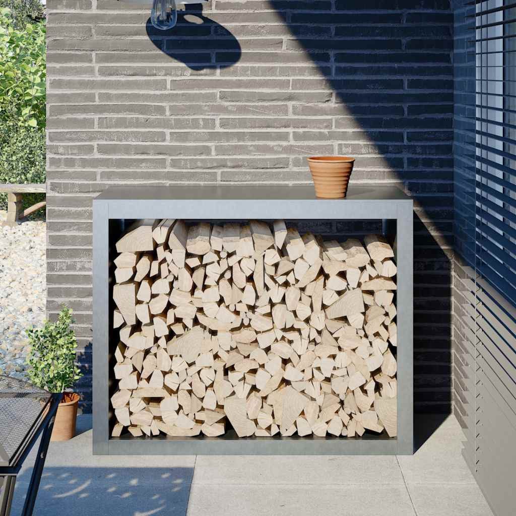 vidaXL Kaminholzregal Brennholzregal 100x40x80 cm Verzinkter Stahl