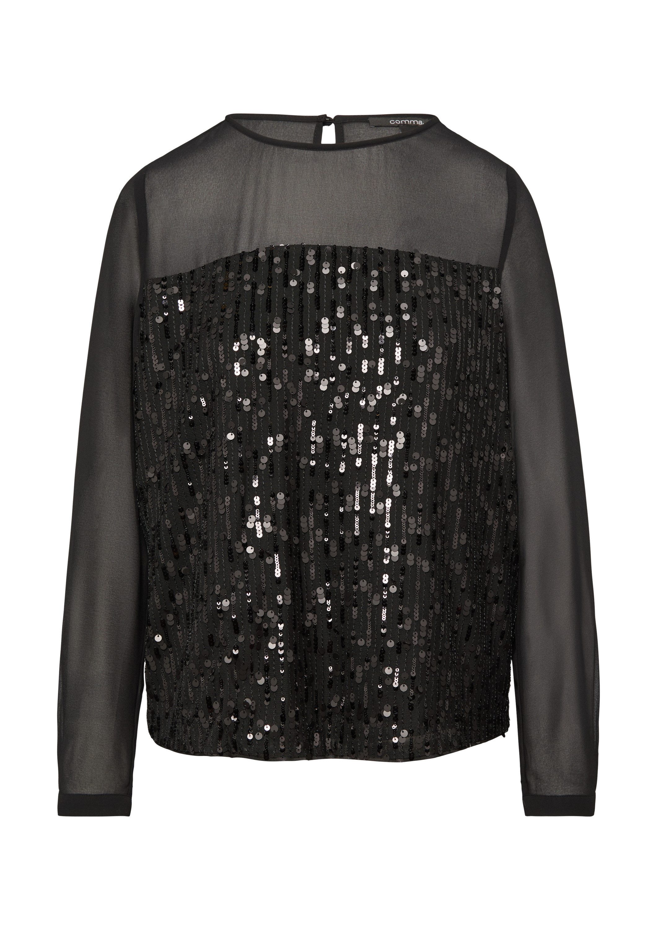 comma Langarmbluse Bluse Pailletten-Bluse aus Chiffon günstig online kaufen